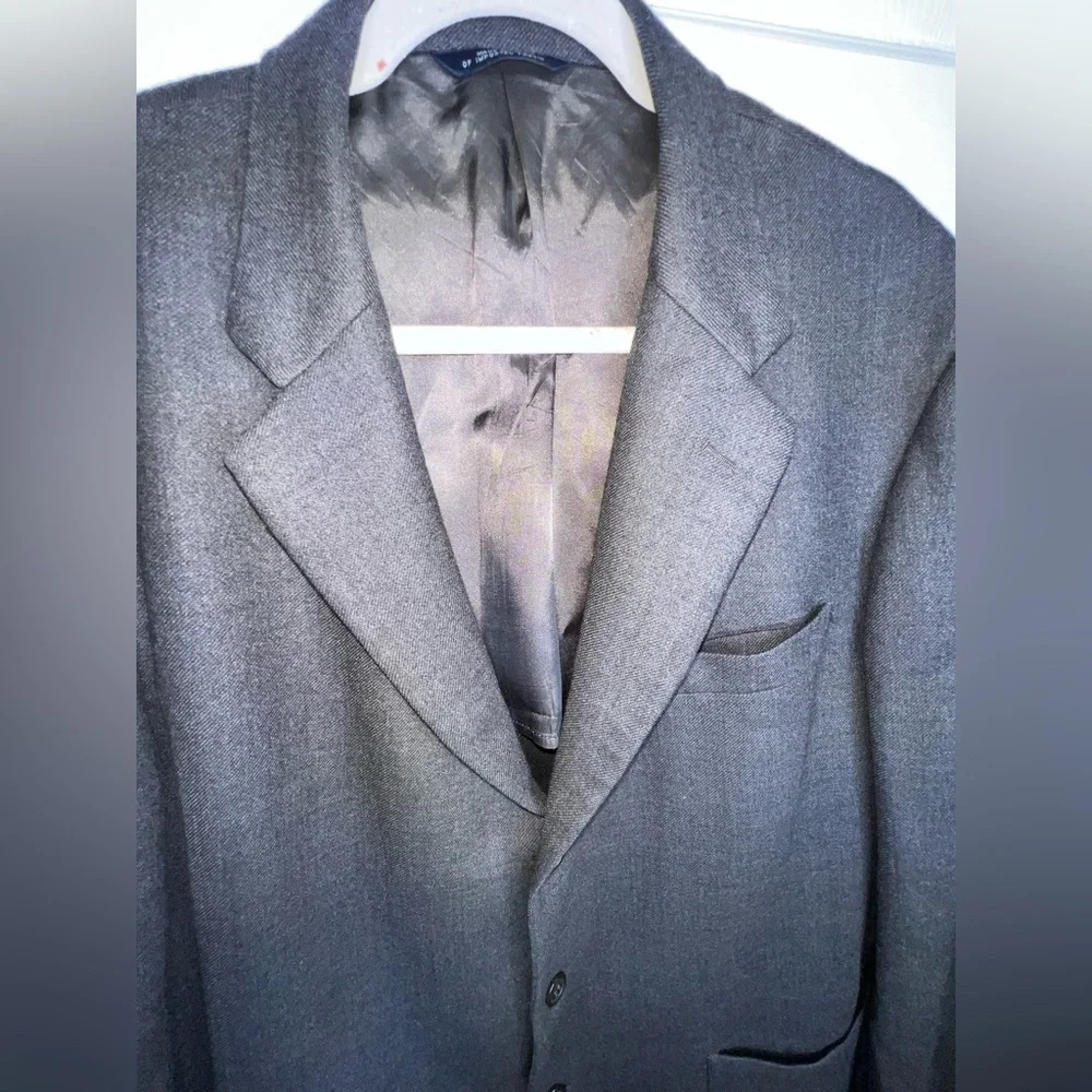 Vtg Brooks Brothers Mens 46 Charcoal Gray 100% Pure Wool Sport Coat Suit Jacket